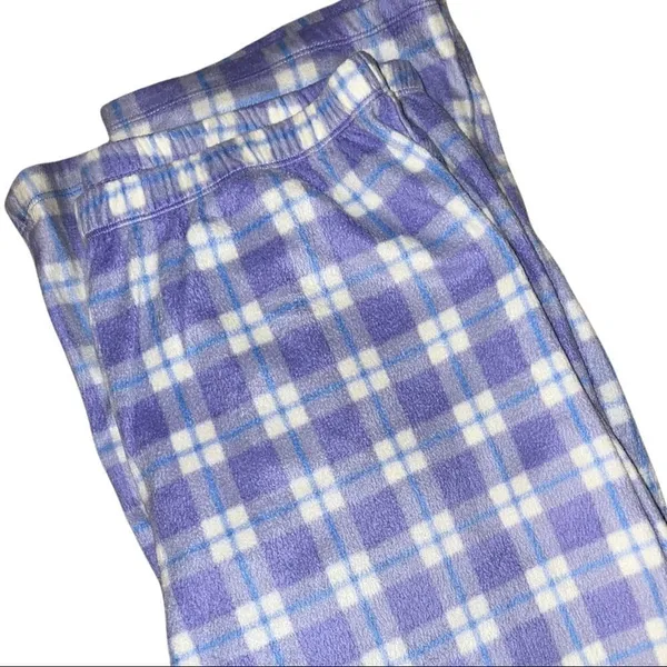 Adonna warm lavender and white plaid fleece 2 piece pj set - Image 5
