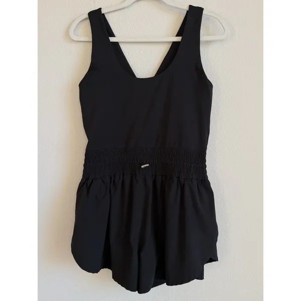 Anwnd Black Drawstring‎ Waist Scoop Neck Romper Women's Size Large Sporty - Image 4