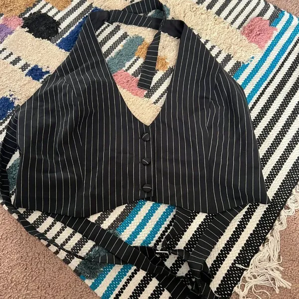 Pepper Mayo Hollywood Boulevard Vest Crop - Pinstripe M - Image 9