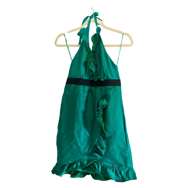 Tibi‎ Ruffle Halter Wrap Dress Green Size 6 - Image 2