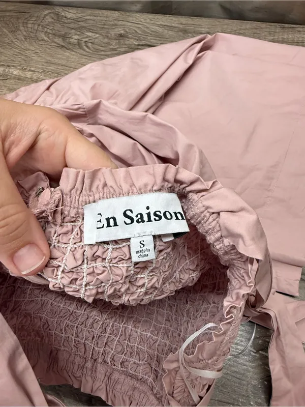 En Saison Matisse Smocked Cotton Midi Dress‎ Pink size small - Image 6