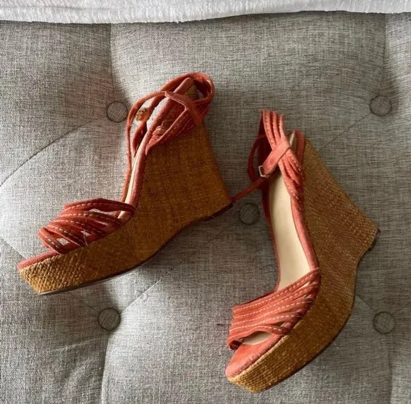 JCrew Coral Wedges. Size 6. Cute! I can ship ASAP! - Image 3