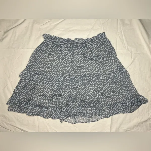 Petal + Pup Blue and White Floral Luda Layered Skirt 10 - Image 3