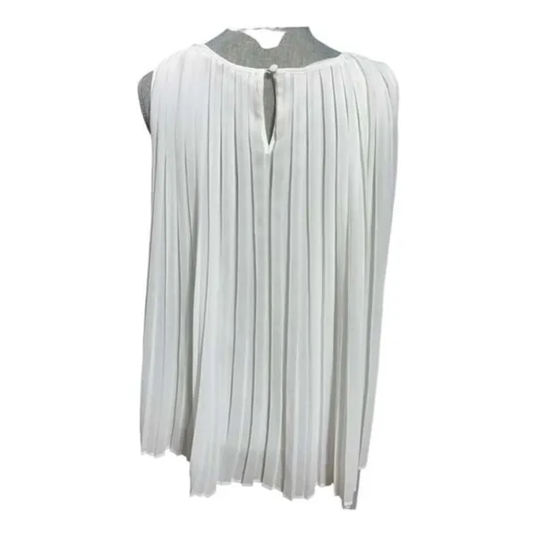 Zara White Pleated Sleeveless Blouse Size M Flowing Chiffon Top - Image 4