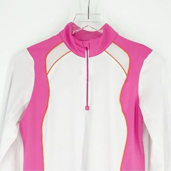 EPNY Pro Golf 1/4 Zip Mock Neck Active Top Women's S‎ White Pink Long Sleeve - Image 4