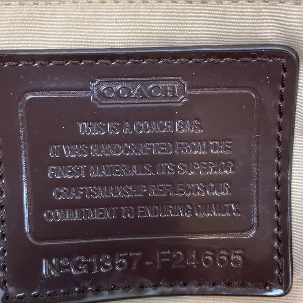 Coach Tan & Brown Wool Blend Striped North South Tote Bag - Image 7