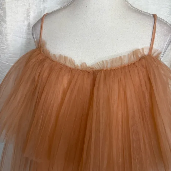 ANTHROPOLOGIE Tan Pleated Tulle Tank Size Medium‎ - Image 4