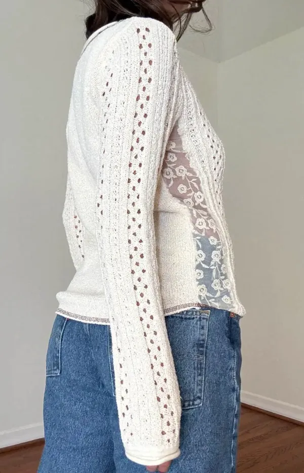 Et Clet Knit Crochet Long Sleeve Top - Image 2