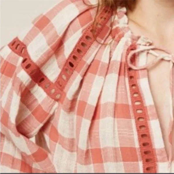 Free People Honey Grove Plaid Top Pink - Image 4