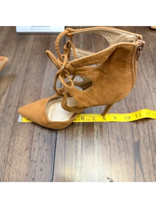 Shoe Republic LA Tan Suede Gladiator Styled Stiletto - Image 10