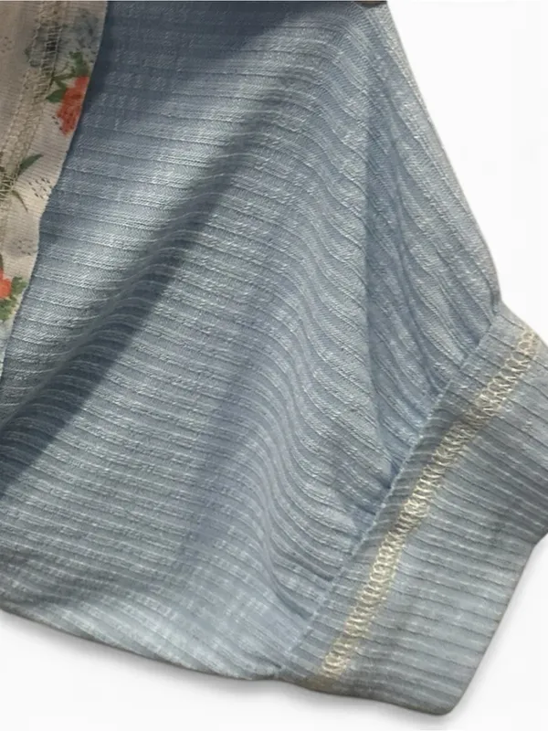 L POL Light Blue and Floral Patchwork V-Neck Top - Image 7
