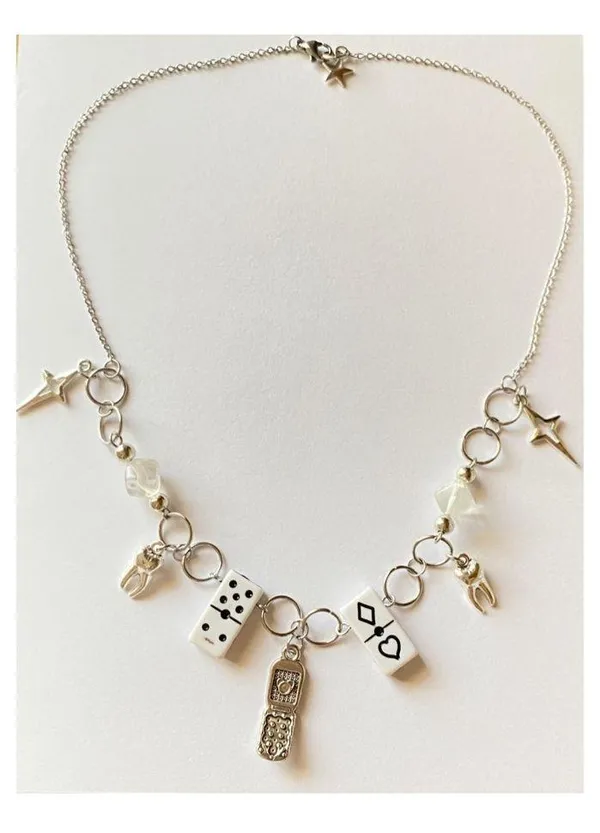 y2k Kawaii funky grunge mix beads & charms unique necklace🎲⭐️📱⭐️🌀 - Image 3