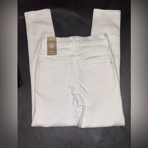 NWT Madewell Women's‎ White Button Fly Jeans-10”High Rise Skinny Crop- Size 23 - Image 3