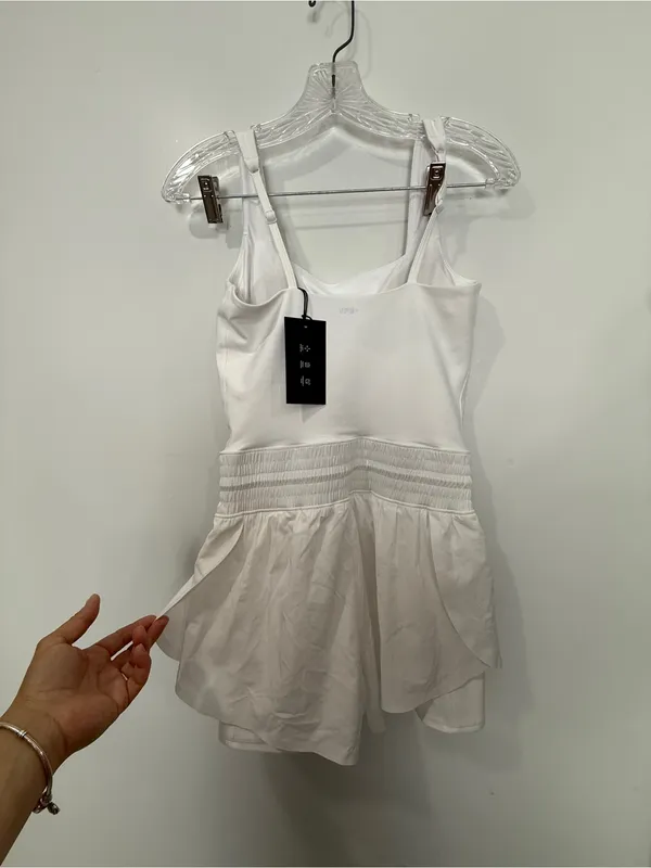 White Women's Tank Romper Shorts - Image 9
