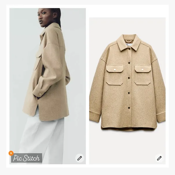 Zara Oversized Shacket Light Brown - Image 3