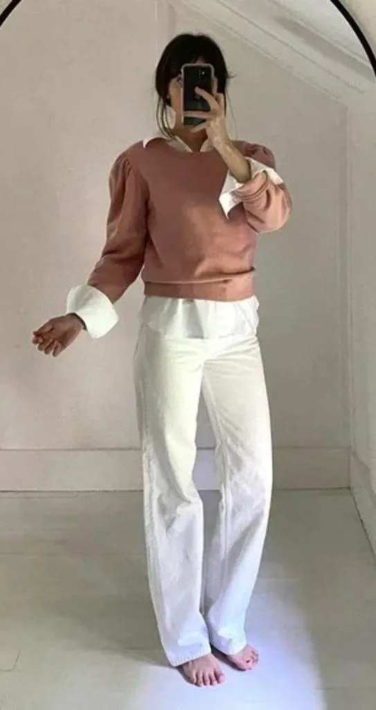 ALC Rayna Puff Sleeve Sweatshirt in Baby Pink Size S Retail $195 - Image 4