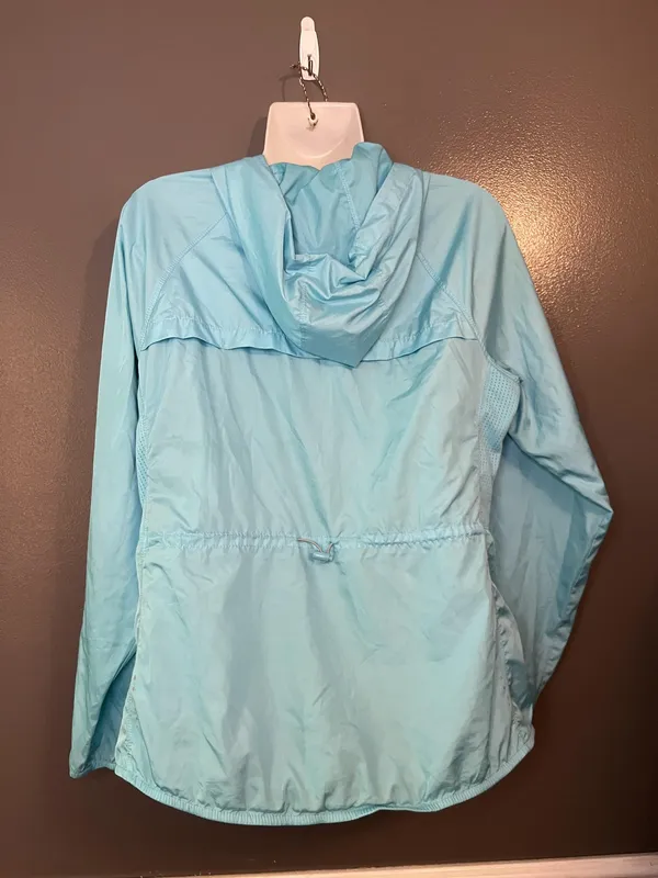 Danskin Now Jacket Womens Medium Blue Fish Hooded Lightweight Windbreaker Mesh - Image 5