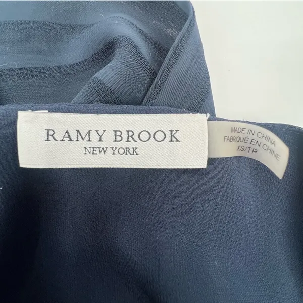 Ramy Brook shadow stripe Reed‎ wrap dress navy sz XS - Image 5