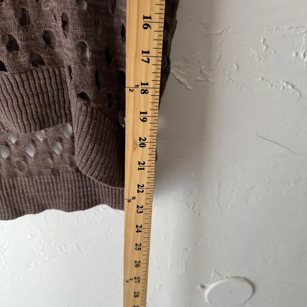 Studio Y Y2k Small Brown Short Sleeve Open‎ Knit Pullover Going Out Top - Image 7