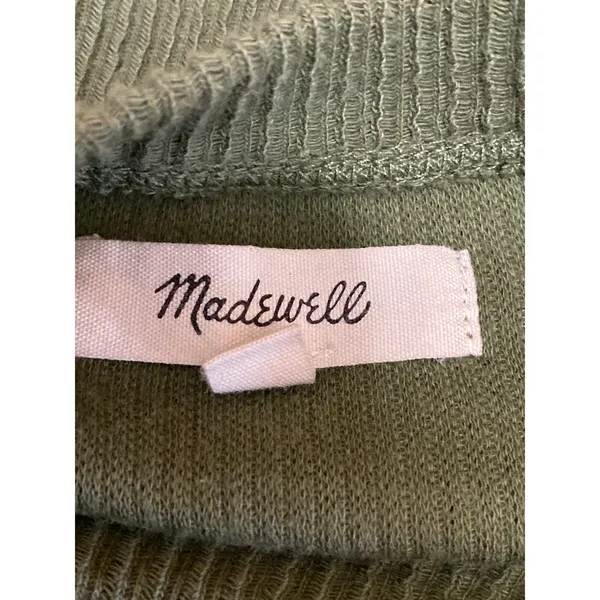 Madewell Elwood Women's Olive Green Rib Knit Knot Long Sleeve Sweater Top Size M - Image 3