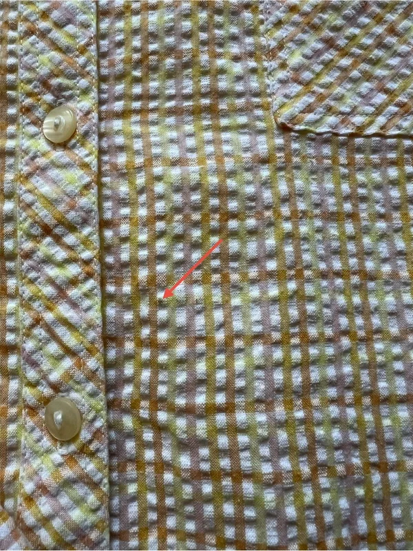 Seersucker Plaid Shirt M Lightweight Yellow Peach Oversized Japanese Button Down - Image 13