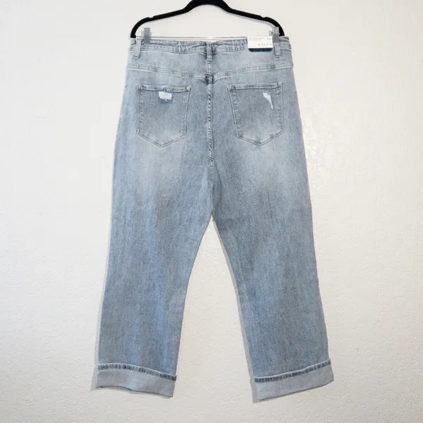 Risen NWT High Rise Distressed Boyfriend Medium Wash Jeans Size 2XL - Image 9