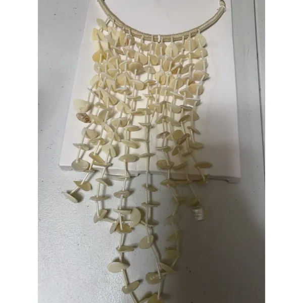 Zara Faux Shell Mother of‎ Pearl Cascading Statement Piece Necklace Bib Summer - Image 3
