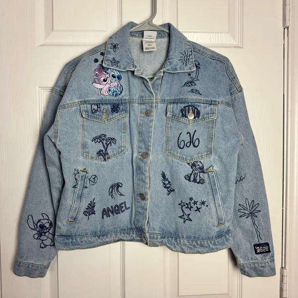 Disney Blue‎ Jean Jacket with Embroidered Designs - Image 2