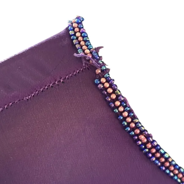 Vtg Adrianna Papell 100% Silk Beaded‎ Maxi Dress Sz 6 Purple Drop Waist Sheer - Image 7
