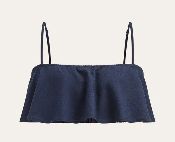 Navy Ruffled Cami Top and Wide-Leg Pants Set Linen Blend Large - Image 4