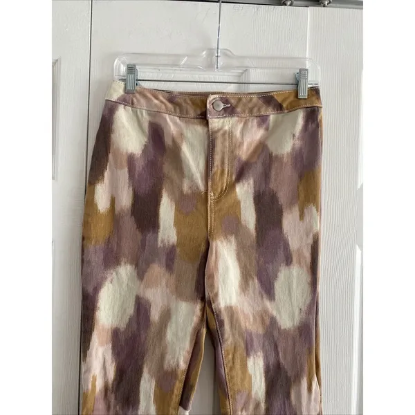 Versona Abstract Print Flare Jeans Womens‎ Size 28 Brown Tan Boho Denim - Image 2