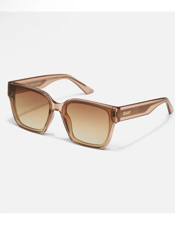 NIB Quay unisex Drive In 51mm Square Sunglasses in Crystal oat/sepia - Image 2