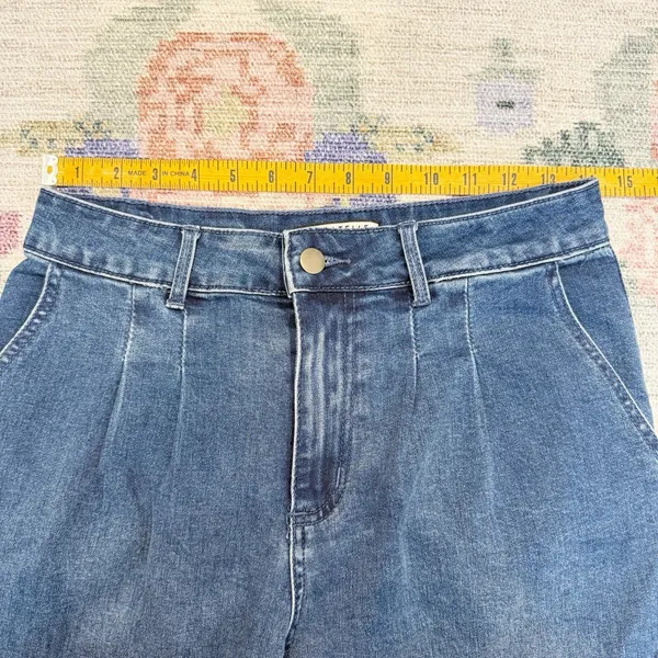 Bagatelle Collection Pleated Wide Leg Jeans Size 27 High Waist Dark Denim Casual - Image 5