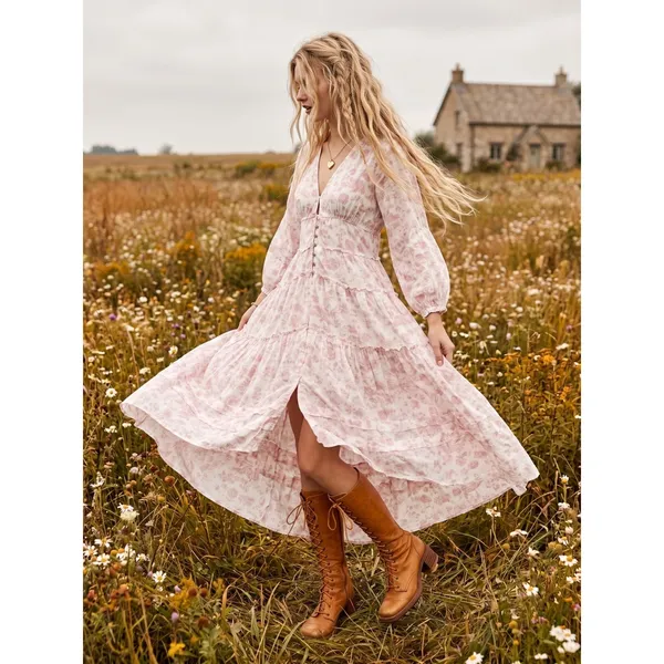 Free People Ethereal Dainty Cottage Pappiet Midi Dress Maxi Top Light Pink Large - Image 2