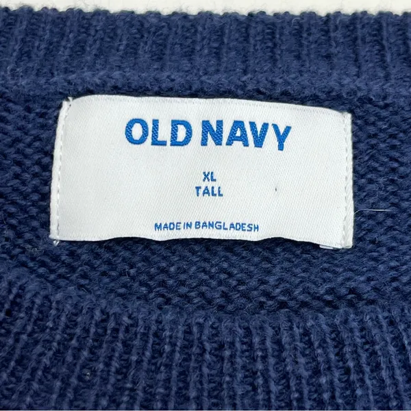 Old Navy Women Navy‎ Blue Fair Isle Long Sleeves Knit Pullover Sweater XL Tall - Image 2