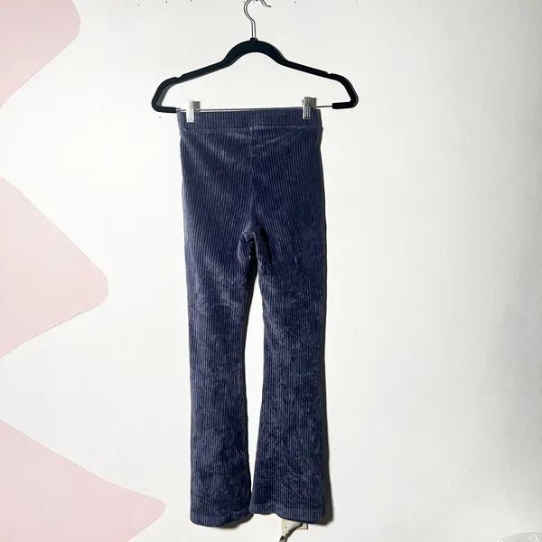 Aerie Groove On Ribbed Velour Flare Pants XS Blue Pull On Retro - Image 2