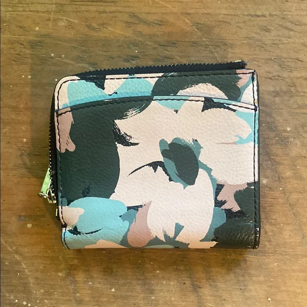 Kate Spade Margaux Brush Bloom Slim Abstract Floral Wallet - Black, Mauve & Teal - Image 4