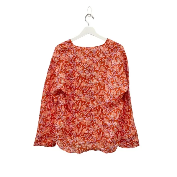 NWT J Crew Long-sleeve ramie tunic top in painted block print M - Image 6