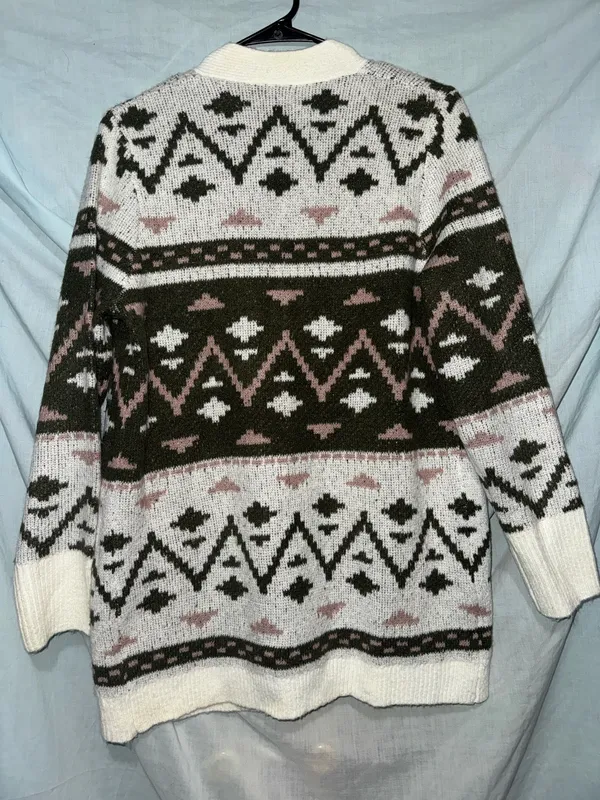 Patterned Open-Front Cardigan - Image 4