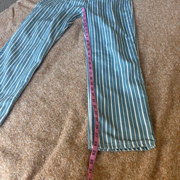 Reformation Striped High Rise Straight Jeans Blue White Size 31 Organic Funky - Image 7