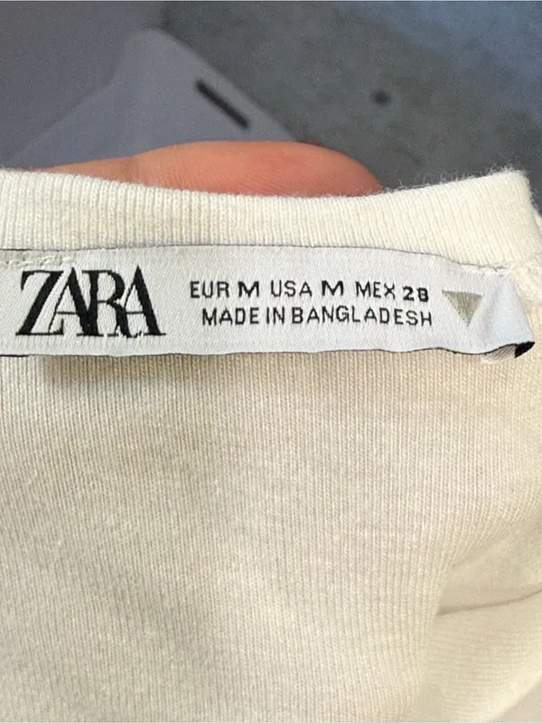 Zara Cream Cropped Crewneck Tee - Image 6