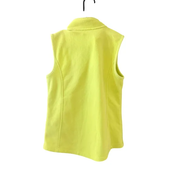 Talbots Womens Petite‎ Small Neon Lime Yellow Full Zip Fleece Vest Outdoor - Image 6