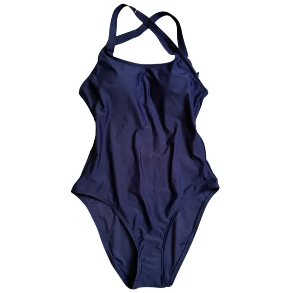 NWT Quince Italian Cross Back One Piece Swimsuit Deep Navy Size Medium - Image 4