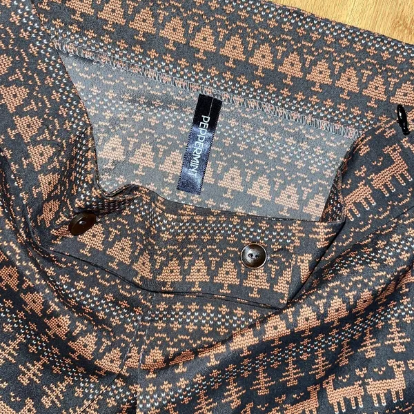 Peppermint Reindeer Fair Isle A-Line Skirt Navy Copper Medium‎ Cottagecore - Image 5