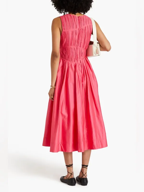 AJE Nya pleated cotton-taffeta midi dress Bubblegum UK 4 Original Price $595 - Image 3