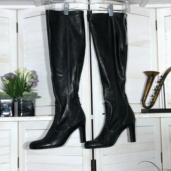 Franco Sarto Artise Over The Knee Boots Black Leather 9.5 - Image 2