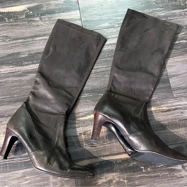 Graffiti brown suede leather pull on‎ boots made in Italy size 38/7.5 - Image 9