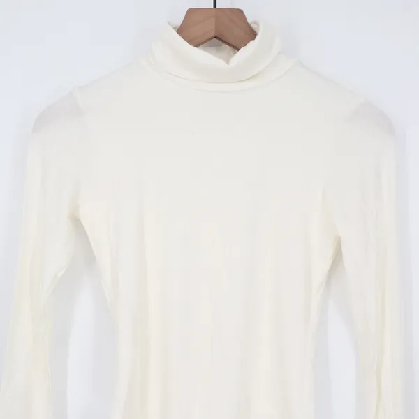 Naked Wardrobe White Turtleneck Long Sleeve Bodysuit Small - Image 3