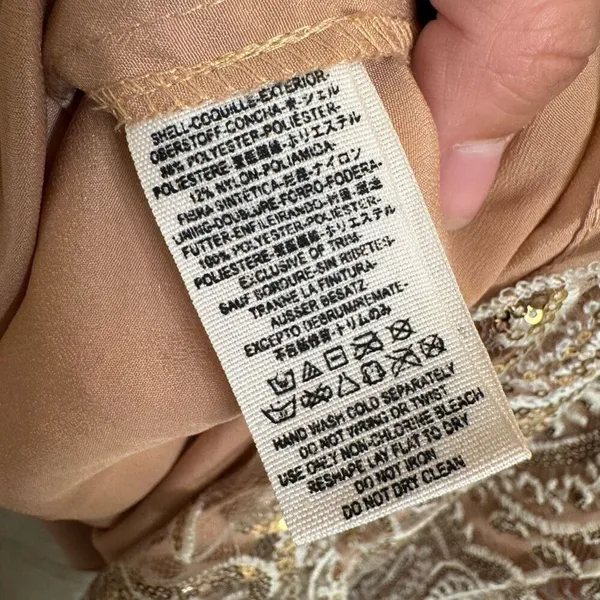 Free People Night Shimmers Gold Nude Sparkly Mini Dress Size 12 - Image 8