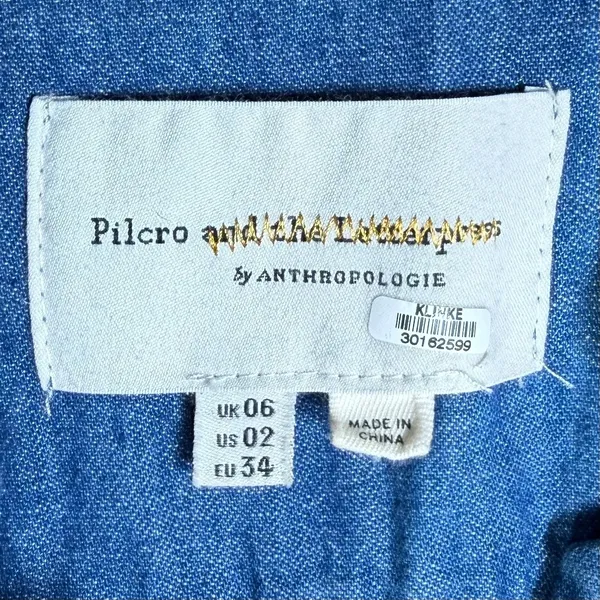 Pilcro and the Letterpress Anthropologie‎ Blue Denim Wide Leg Belted Jumpsuit 2 - Image 2